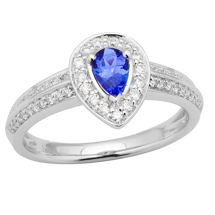 14k White Gold .32ctw Diamond .42ct Tanzanite Ring at Tanzanite.com