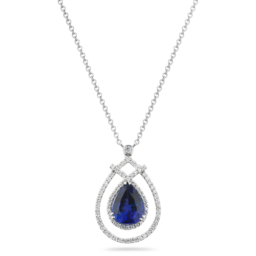 18K White Gold .79ctw Diamond and 4.48ct Tanzanite Pendant at Tanzanite.com