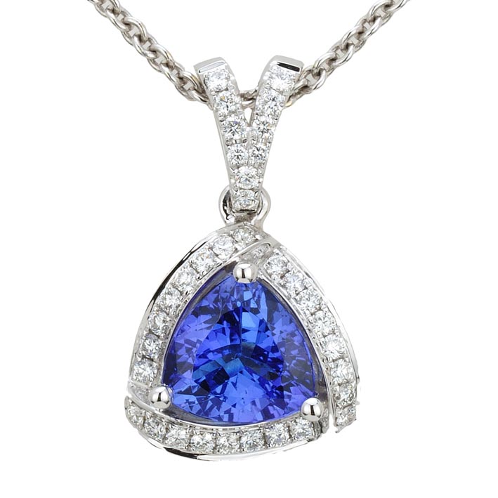 18k White Gold .32ctw Diamond 1.85ct Tanzanite Pendant at Tanzanite.com