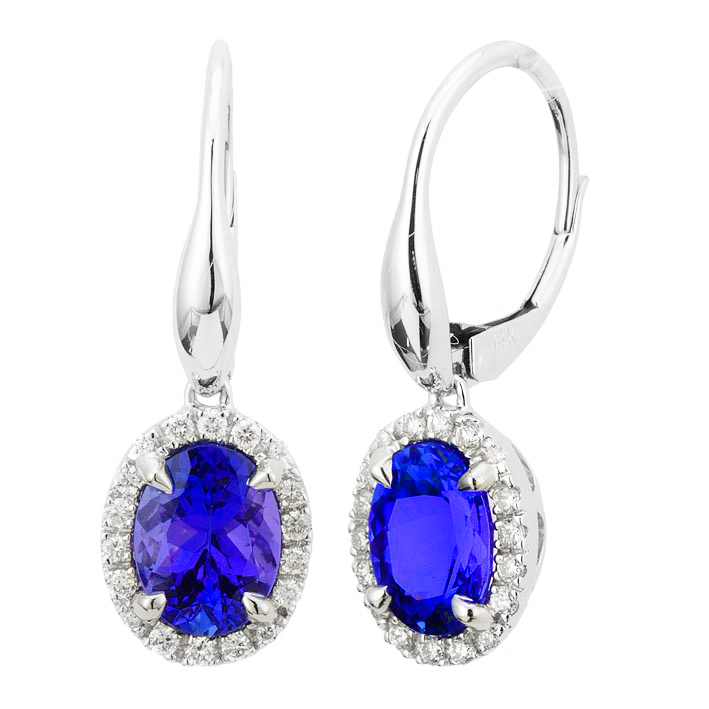 14k White Gold .24ctw Diamond 2.60ct Tanzanite Earrings at Tanzanite.com