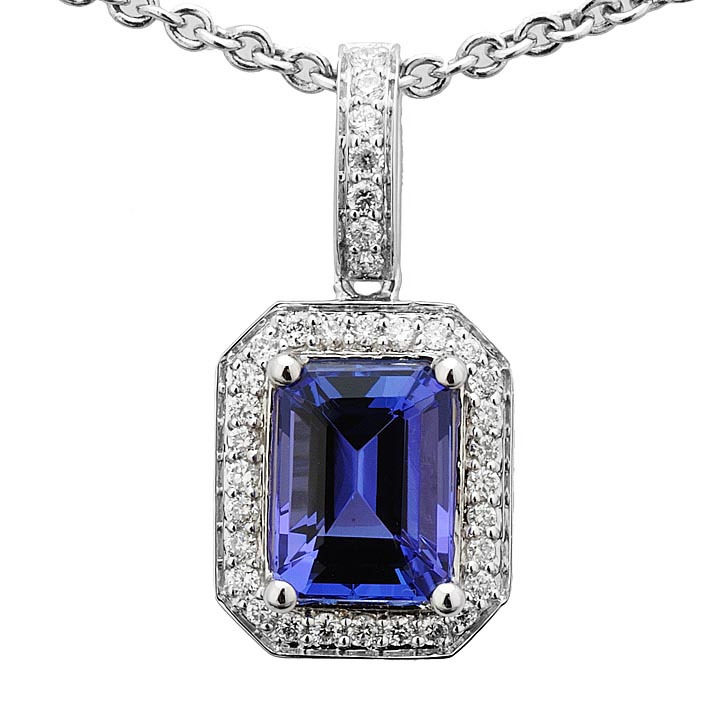 14k White Gold .20ctw Diamond 1.50ct Tanzanite Pendant at Tanzanite.com