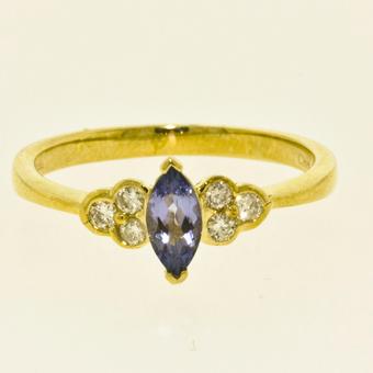 14k Yellow Gold .13ctw Diamond .45ct Tanzanite Ring